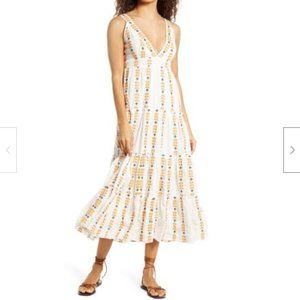 Area Stars Sorrento Sun Midi Dress Embroidered Organic Cotton